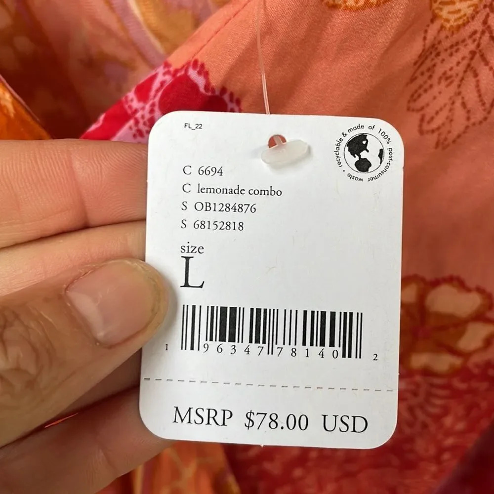NWT Free People woman’s bright pink and red flowly tank top - Picture 6 of 13